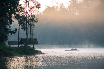 Scenic view of lake against trees