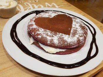 Close-up of cake in plate on table