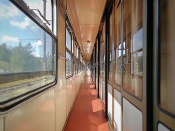 Empty corridor of train