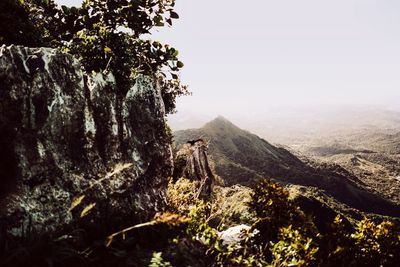 Scenic view of mountains against clear sky