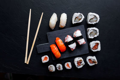 High angle view of food on table