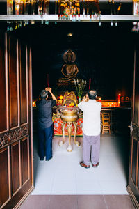 Illuminated temple at night