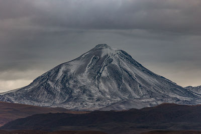 Panoramic view of snowcapped mountain against sky