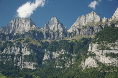 Panoramic view of landscape and mountains against sky