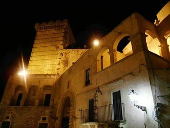 Low angle view of building at night