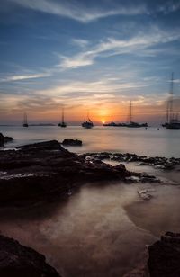 Scenic view of sea during sunset