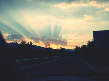 View of road at sunset