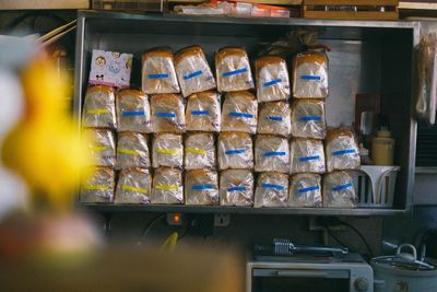 Various food for sale at market stall