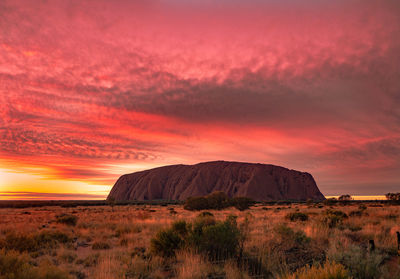 Scenic view of landscape against sky during sunset