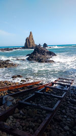 Scenic view of sea against clear sky