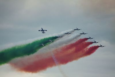 Low angle view of airplane flying in sky