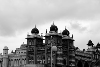 Low angle view of mysore palace against sky