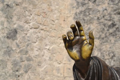 Close-up of statue hand