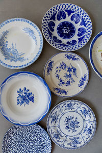 High angle view of tea served on table