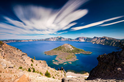 Long exposure at crater lake national park, oregon with some interesting clouds in motion.