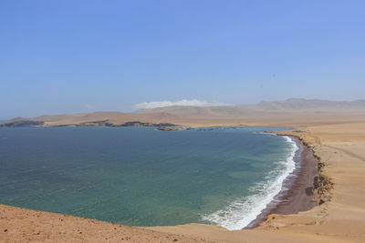 Scenic view of sea against blue sky