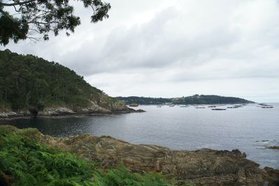 Scenic view of bay against sky