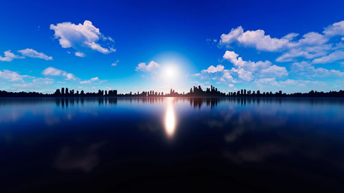 Panoramic view of lake against sky