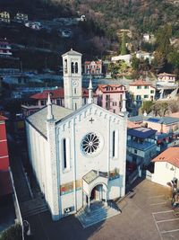 High angle view of buildings in city