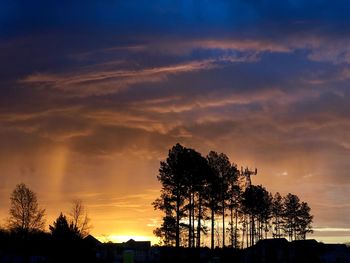 Low angle view of silhouette trees against sky during sunset