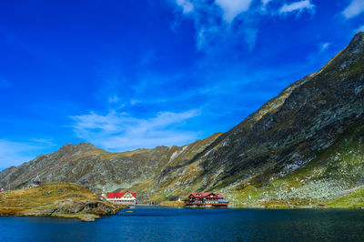 Scenic view of mountain against cloudy sky