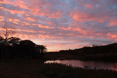 Scenic view of silhouette landscape against sky during sunset