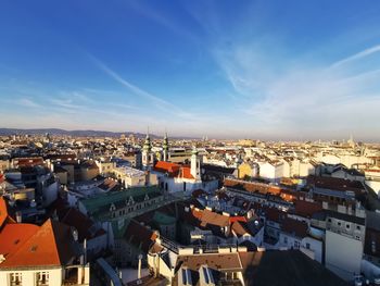 High angle view of townscape against sky