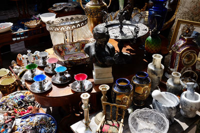 High angle view of people at market stall