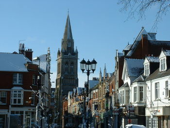 Panoramic view of city against clear sky