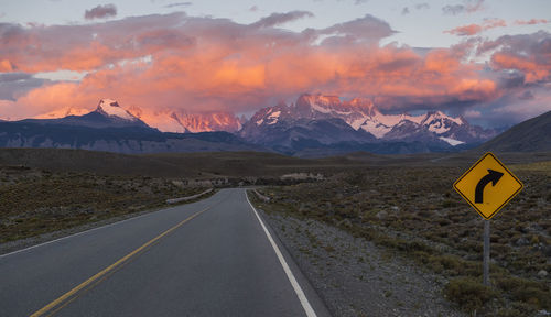 Sunrise over mount fitzroy in the andes mountains