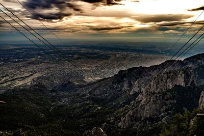 Aerial view of landscape against cloudy sky