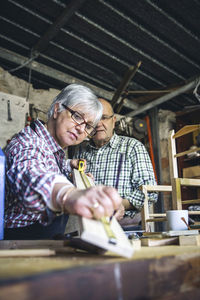 Man working with tattoo