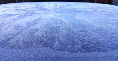 Close-up of snow on bed