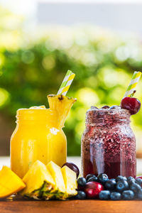 Close-up of fruits on table