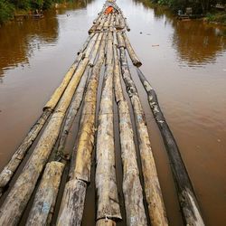 Wooden pier on lake