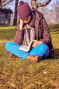 Woman relaxing in park