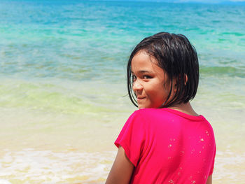 Portrait of cute girl at beach