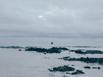 Scenic view of sea against cloudy sky