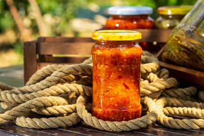 Close-up of food on table