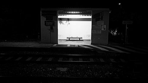 View of illuminated information sign