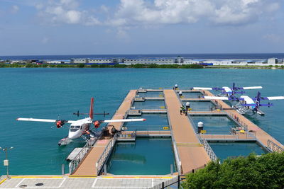 High angle view of sea against sky