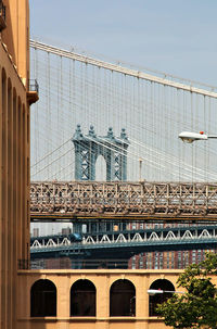 Low angle view of suspension bridge