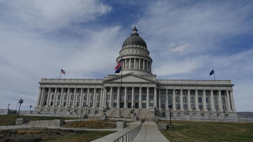 Low angle view of historical building against sky