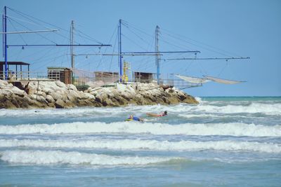 Scenic view of sea against clear sky