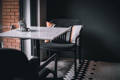 Empty chairs and table at home