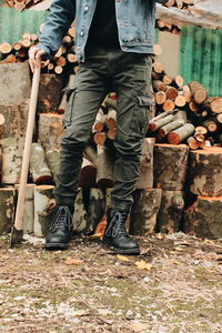 Low section of men standing on field