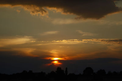 Scenic view of dramatic sky during sunset