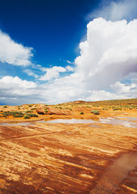 View of landscape against cloudy sky