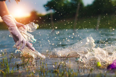 Midsection of man in water
