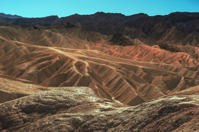 Aerial view of arid landscape against sky, death valley